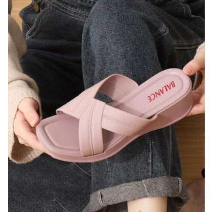 Sandal Wedges Wanita Import Balance Tali Silang Hak Sedang 2212-6A