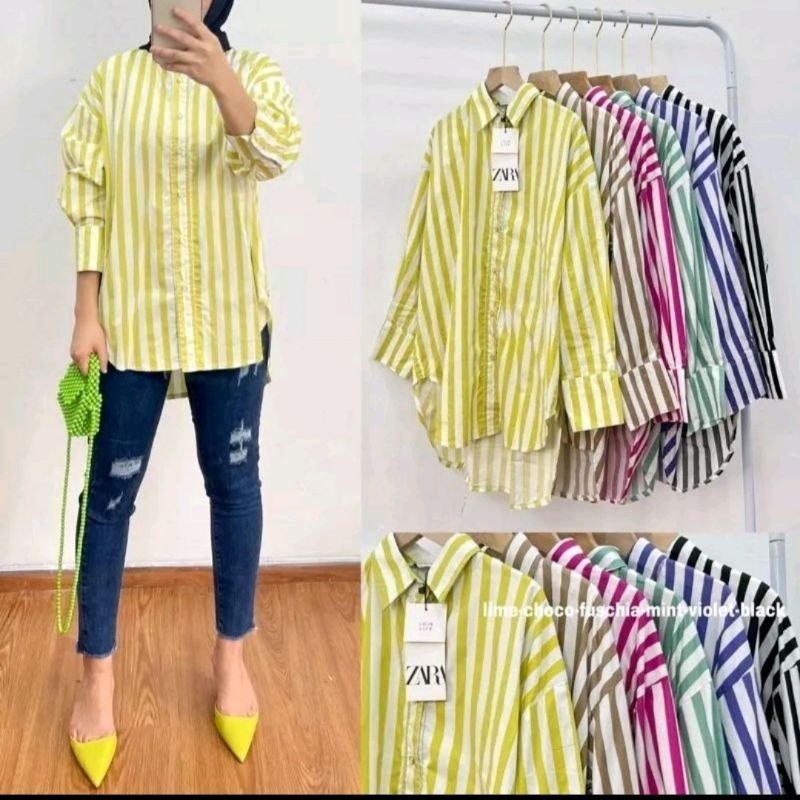kemeja katun salur zara prenium silang blakang