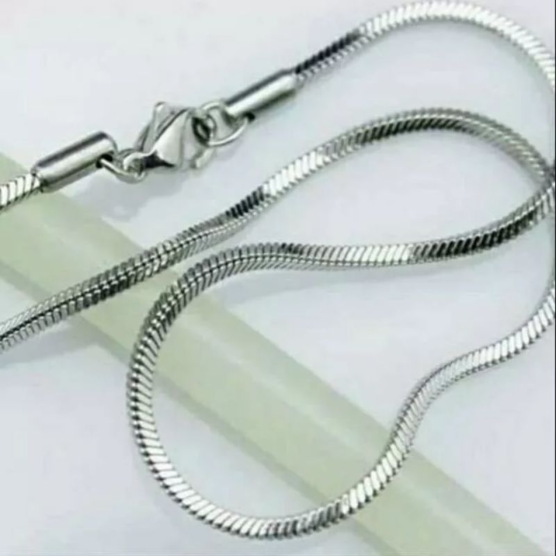 Kalung Model Kotak Stainless Steel 313 Warna Silver dan Emas Pria dan Wanita