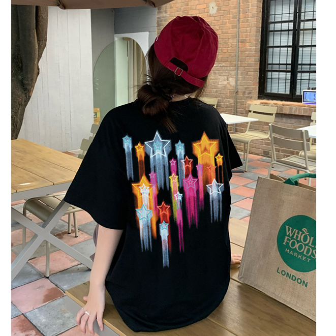 100% Katun Graphic Tee Baju Wanita Letter Atasan Wanita Oversize Kaos Putih T-shirt Couple Korean Style