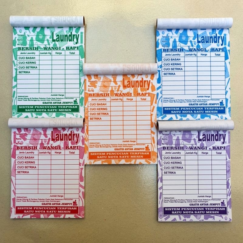 

NOTA LAUNDRY 1 ply / 1 rangkap warna warni motif GRATIS ANTAR JEMPUT
