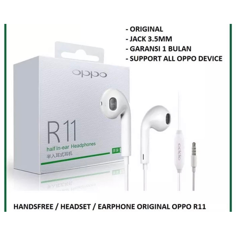 Headset Oppo A15 A16 A15s A16k A16 A16e Earphone Oppo R11 Super Bass Jack 3,5 mm