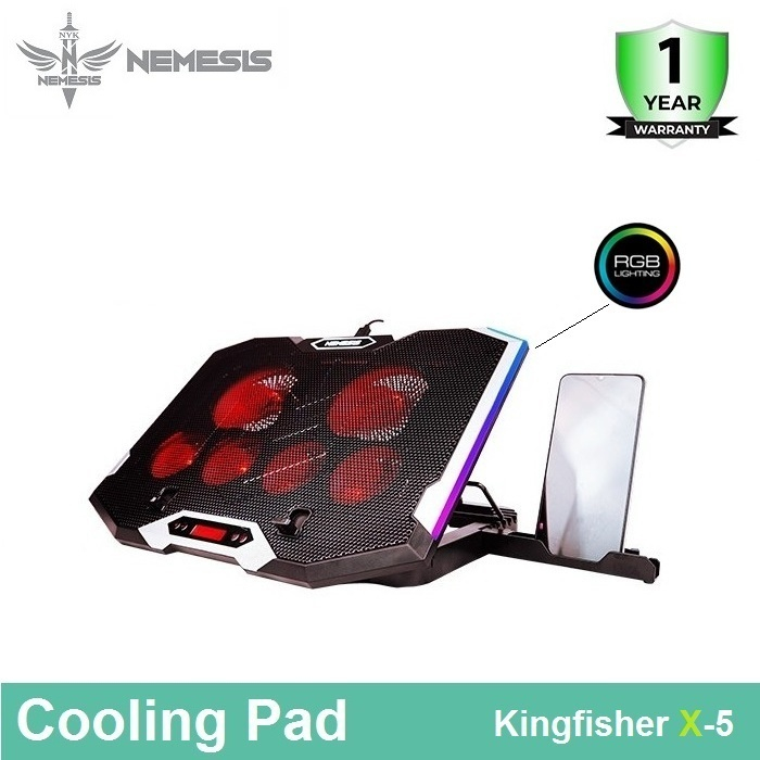 Kipas Laptop Gaming Notebook Cooling Pad NYK Nemesis X-5 Kingfisher