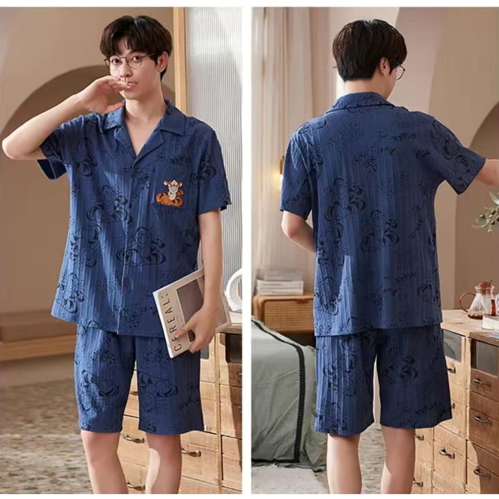 Baju tidur piyama couple bahan kaos import couple