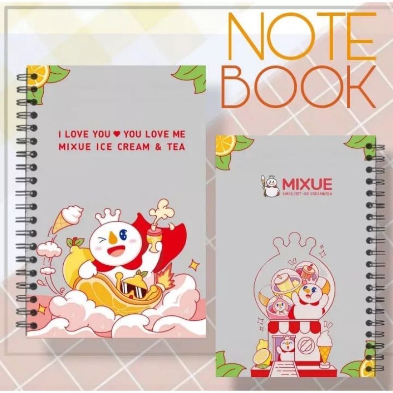 

notebook maskot mixue logo mixue spiral notebook A6