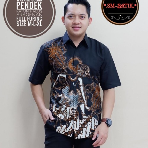 WAYANG SOGAN SM KEMEJA BATIK PRIA SOLO LENGAN PANJANG PENDEK LAPIS FURING ATASAN PREMIUM MODERN