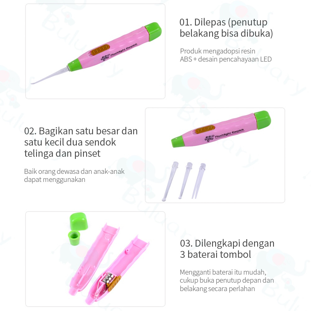 Pembersih Telinga LED bayi korek kuping Alat Nyala Lampu