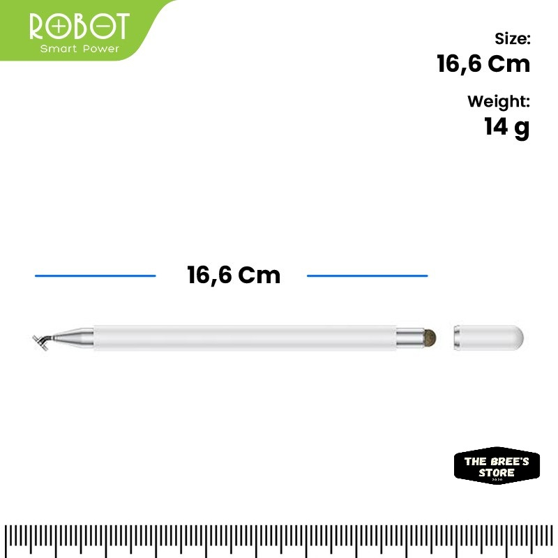 ROBOT RSP01 Universal 2 in 1 Capacitive Stylus Pen for Mobile and Tablet PC White - Garansi 1 Thn