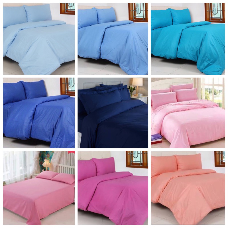 Sprei Polos Katun Star CVC - Pink, Biru Muda Biru Tua Biru Navy, Salem