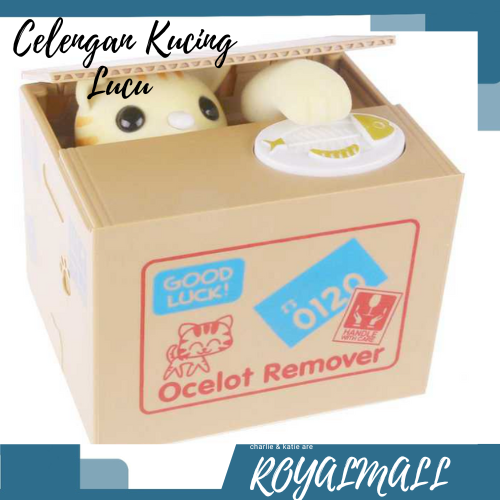 Remover Celengan Kucing Lucu Steal Money Cat Piggy Bank / Celengan Karakter Kucing Anak Ambil Uang P