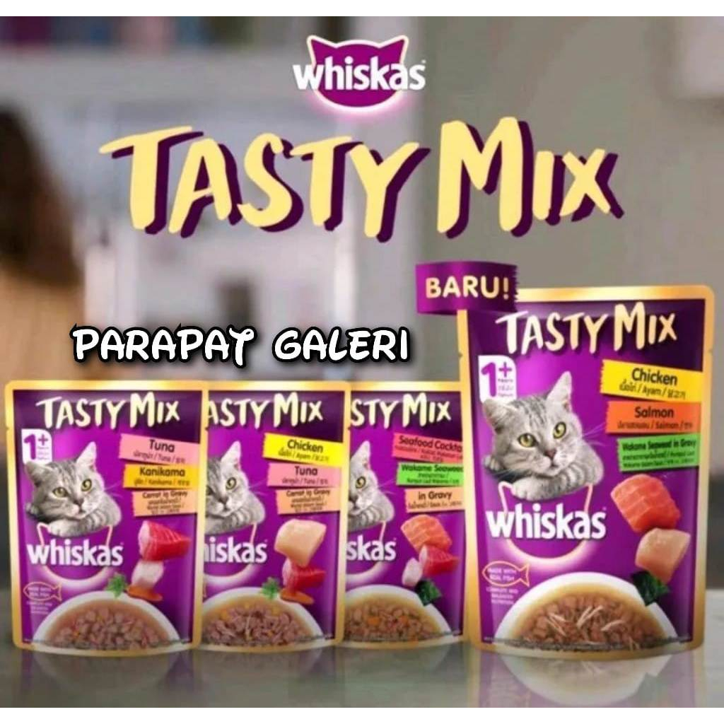 WHISKAS® Tasty Mix Pouch 70gr All New Variant Makanan Basah Kucing