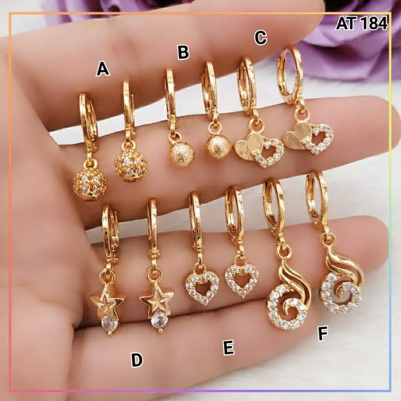 1 PASANG Anting Xuping Mata Jurai Perhiasan Wanita Anting Lapis Emas 18 k