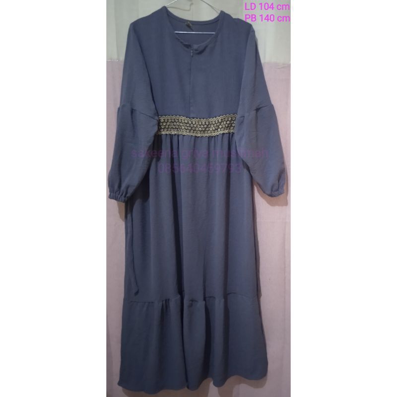 new gamis crinckle umpak susun bawah abu basah adem