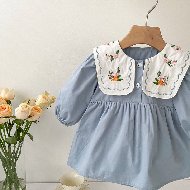 Bleu dress bayi anak perempuan