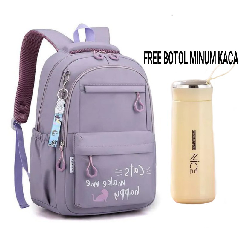 GGS  Tas Ransel Anak Sekolah Tas Ransel Anak Laki-laki Tas Cowok Tas Anak SD SMP SMA FREE BOTOL MINUN KACA