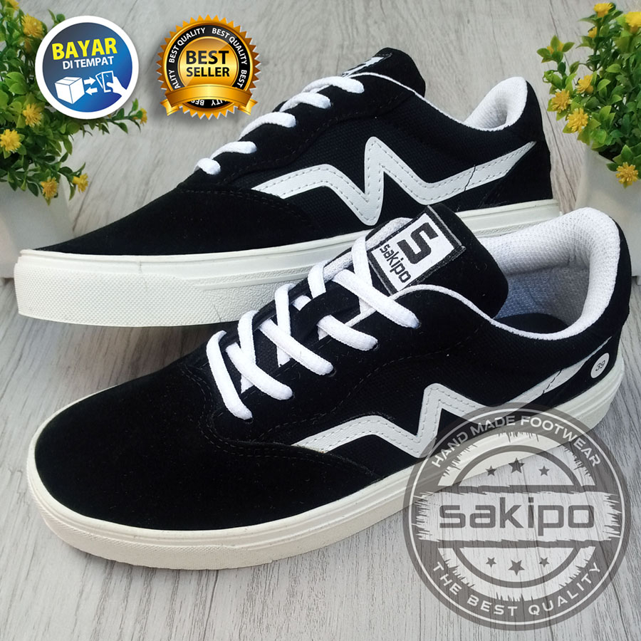 PROMO 6.6 !!  SEPATU SNEAKERS REMAJA KARET HITAM PUTIH / SNEAKERS PRIA SOL KARET LENTUR / SNEAKERS SKATEBOARD PRIA / SEPATU REMAJA GAUL HANGOUT / SEPATU SEKOLAH SMA KULIAH / SEPATU ORIGINAL / SAKIPO