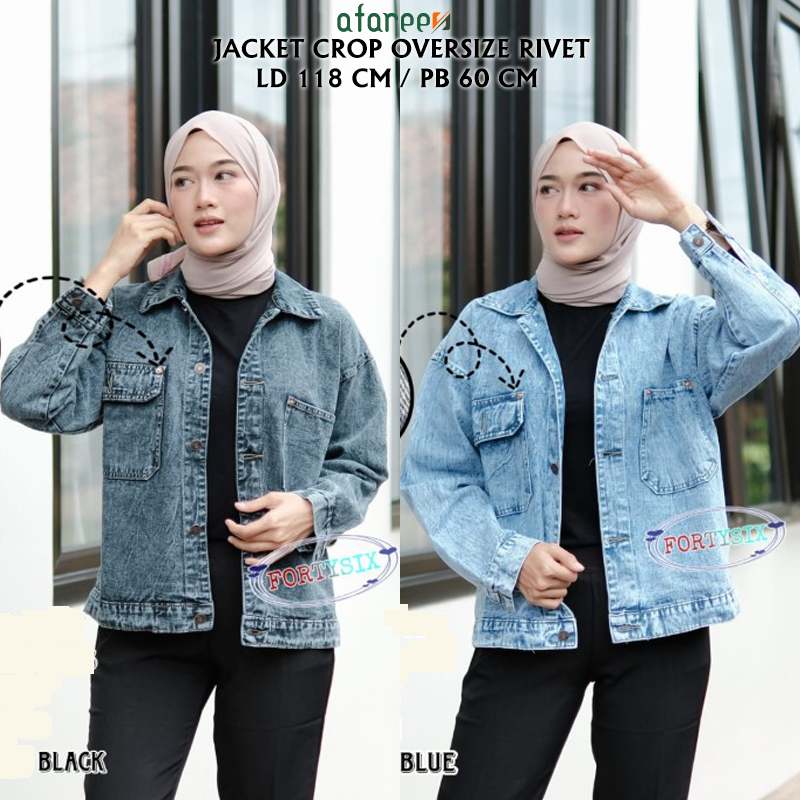 AFAREEN - Jaket Jeans Snow Jacket Denim Crop LD 118 cm