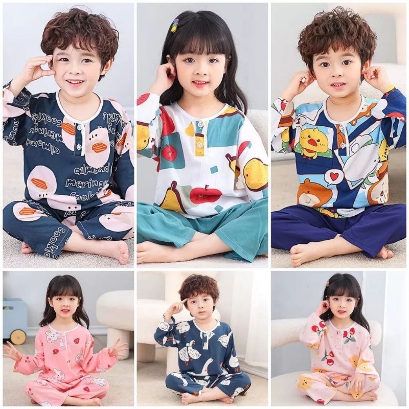 piyama anak import/ setelan rayon anak/setelan kaos santai/setelan baju import/piyama anak import/ba