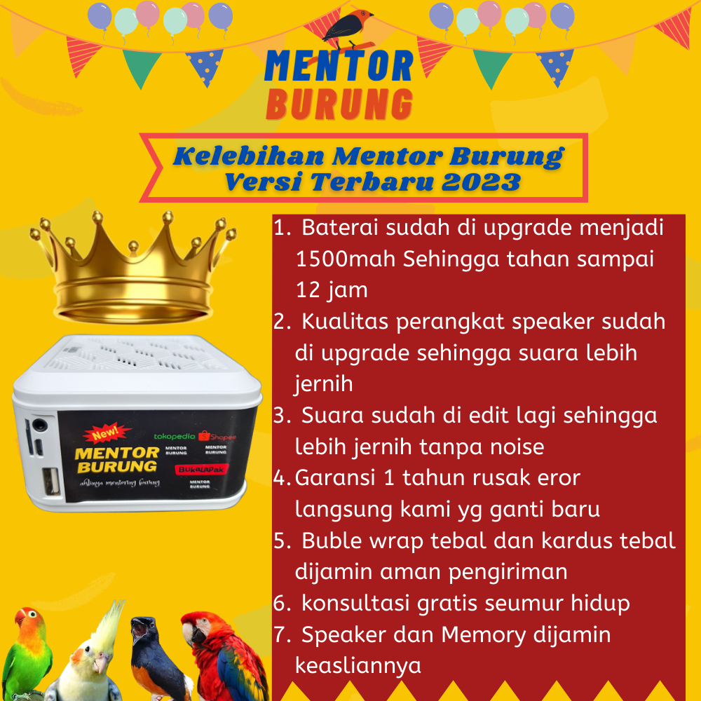 [COD] Masteran Burung Kicau Speaker Burung Gacor + Kepala Charger Original Kacer Love Bird Murai Batu Audio Mp3 Speaker Burung Gacor