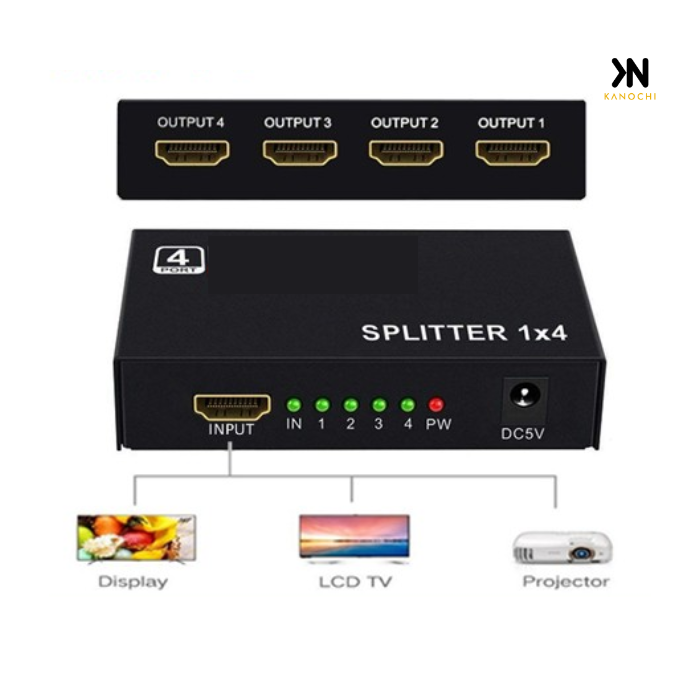 HDTV SPLITTER 4 Output Port 1x4 HUB HD 4K 1080P 3D V1.4 Amplifier HDTV