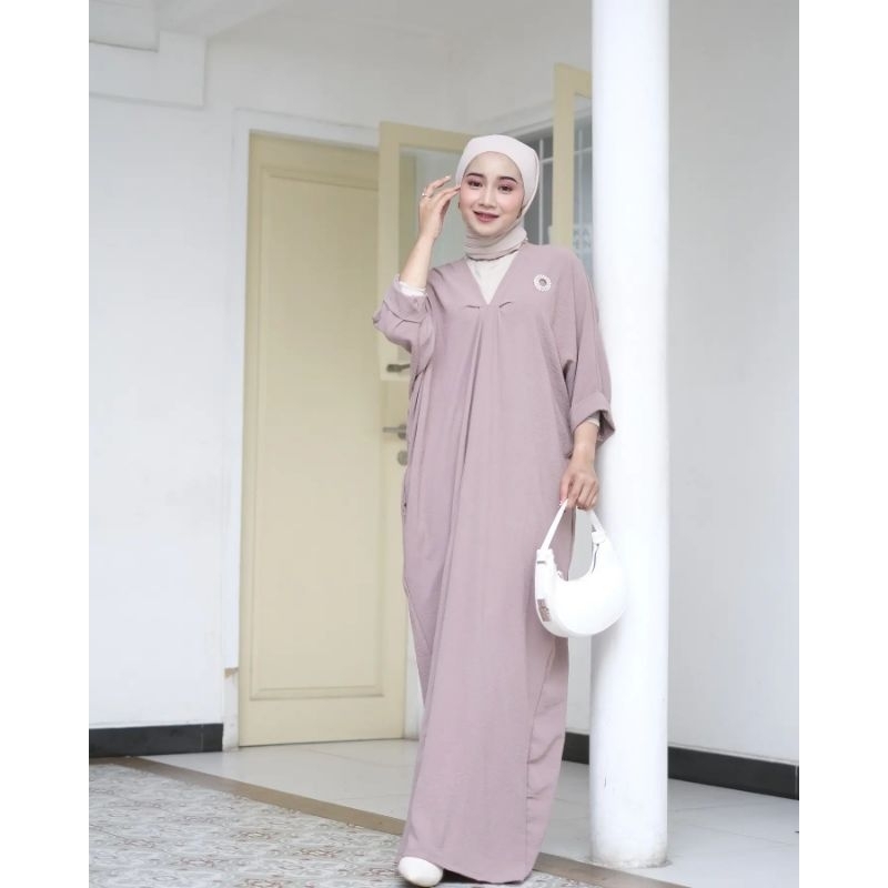 ZAINA KAFTAN CRINKLE AIRFLOW GAMIS KAFTAN POLOS JUMBO/GAMIS KONDANGAN SIMPLE ELEGAN FREE BROSS L XL XXL/FAR MOSLEMSTORE