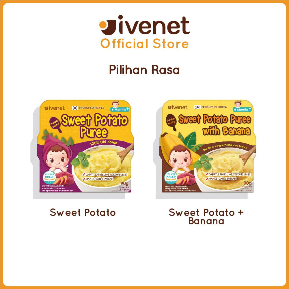 Ivenet Sweet Potato Puree 90gr / Makanan Pengganti MPASI Bayi dan Anak Sehat HALAL