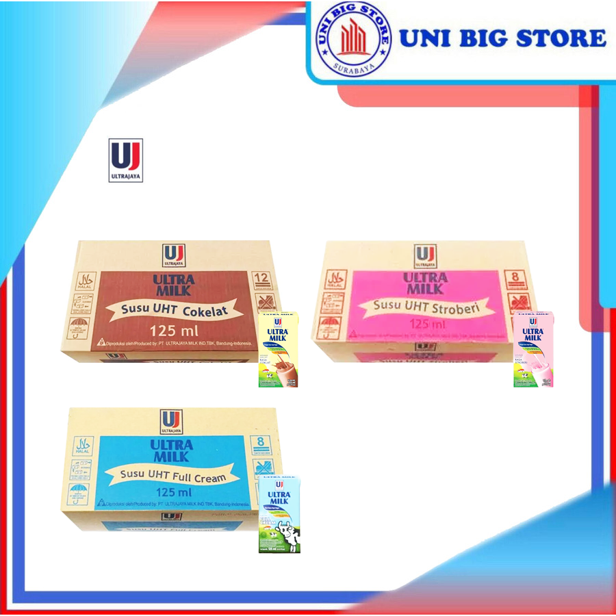 

Susu ULTRA UHT Milk Coklat Strawberry Full Cream 125 ml 40 pcs DUS