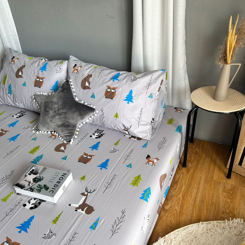 KAINKU - Sprei Anti Geser Katun premium No 1 Shopee | Motif Anak Alphine Park &amp; Funny Animals | 90 100 120 160 180x200