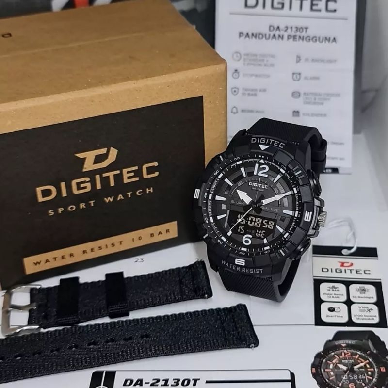 Jam Tangan Pria Fashion Analog Digitec Da 2130 Free Strap Original