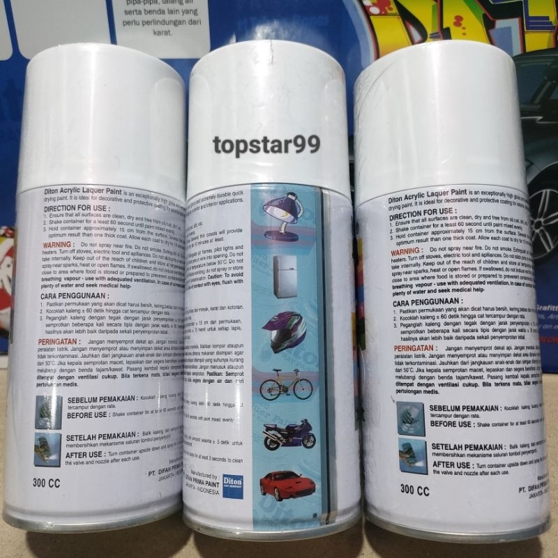 Pilok Cat Diton Paket Lengkap 3 Kaleng 300cc Vario Pink 842 Primer Grey 8020 Clear Glossy 8540