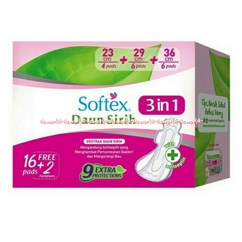 Softex Daun Sirih Natural Hygiene 3In1 16pads Pembalut Wanita Wing Dengan Sayap Softexx Kemasan Box Softek