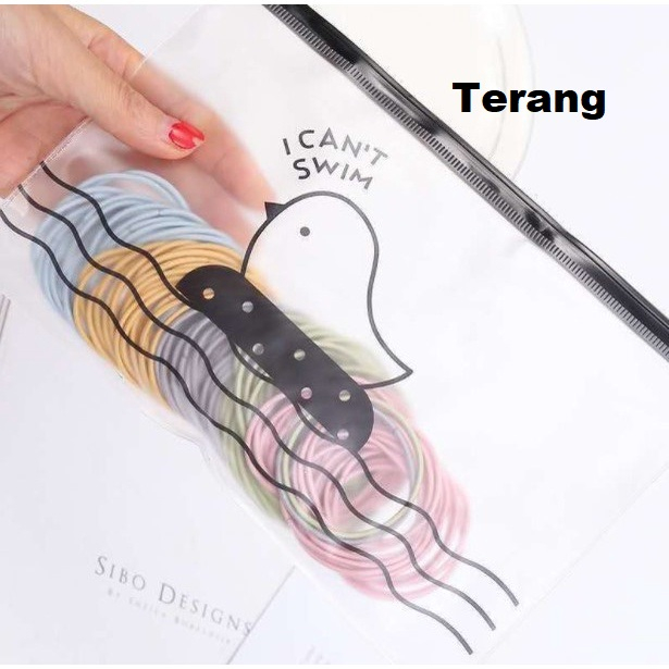 Ikat Rambut Karet Polos Elastis Korea Wanita 100 Pcs