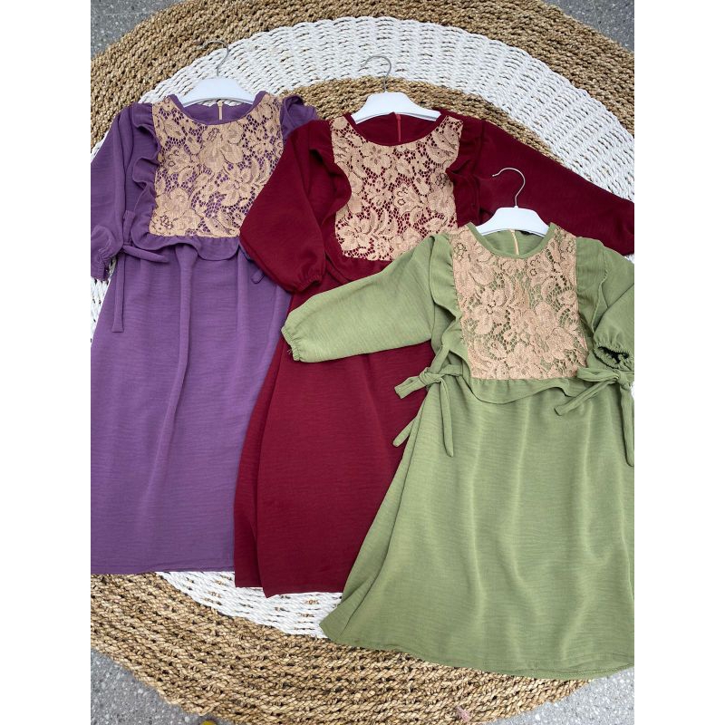 Gamis Anak Nayla usia 1-10 tahun bahan Crincle mix Brukat