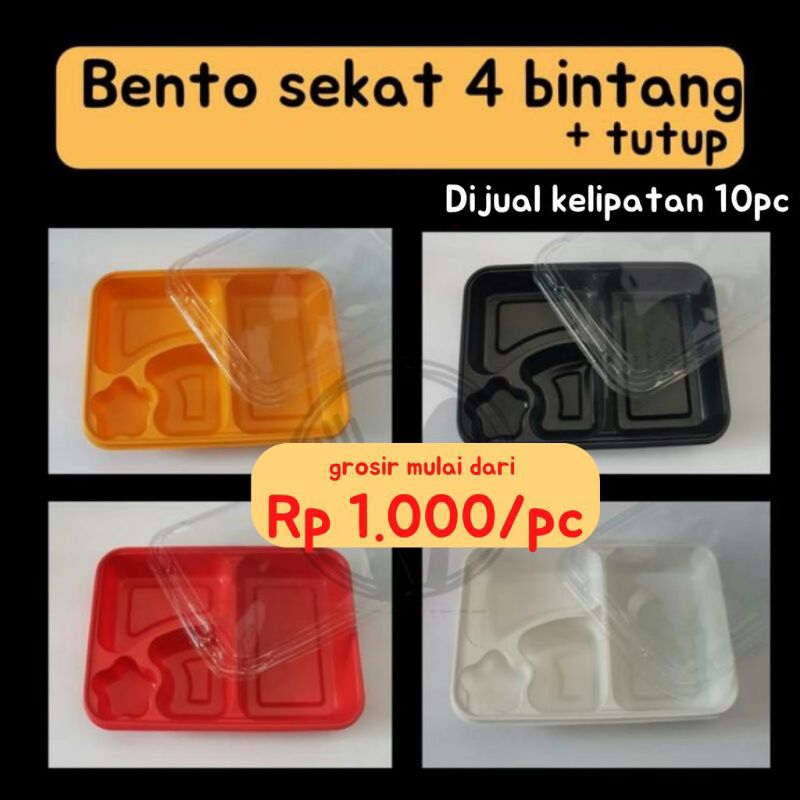 BENTO BINTANG BENTO MIKA 4 SEKAT / BENTO SEKAT WARNA MIKA BENTO KOTAK + TUTUP TRAY Bento 4 SKAT BENTO WARNA MIKA WARNA MIKA BENTO KOTAK NASI BENTO / TEMPAT MAKAN BENTO TRAY BENTO SEKAT 4 BINTANG TRAY BINTANG SEKAT 4