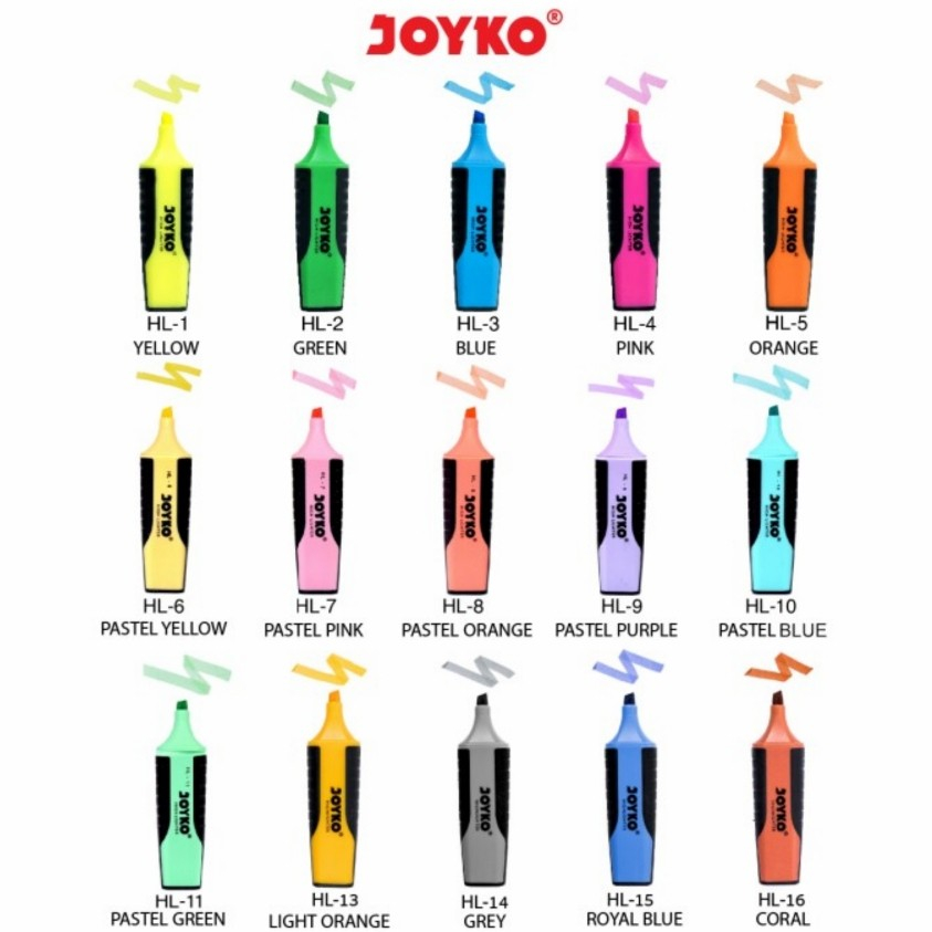 

Joyko Highlighter PASTEL NEON Colours / Penanda Joyko Warna Pastel Neon Stabilo Stabillo