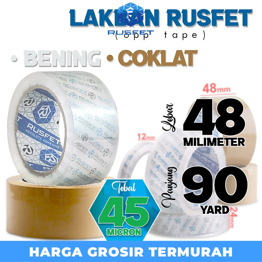 

Lakban isolasi Solatip 48mm x 90yard OPP Tape RUSFET Plakban / Satuan
