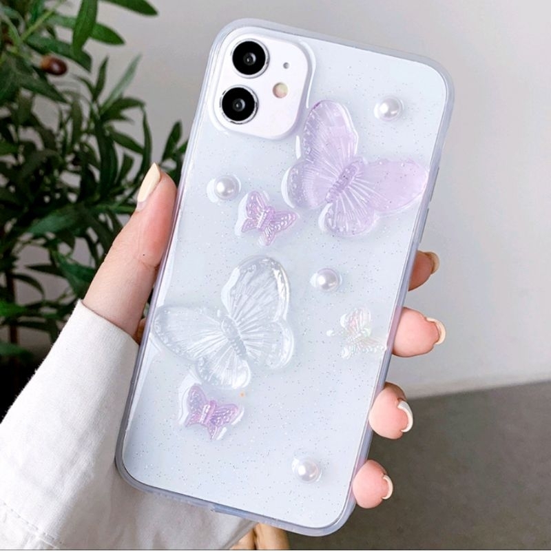 3D PHONE CASE PEARL BUTTERFLY GLITTER KUPU-KUPU CASE FOR SAMSUNG / OPPO / VIVO / XIAOMI