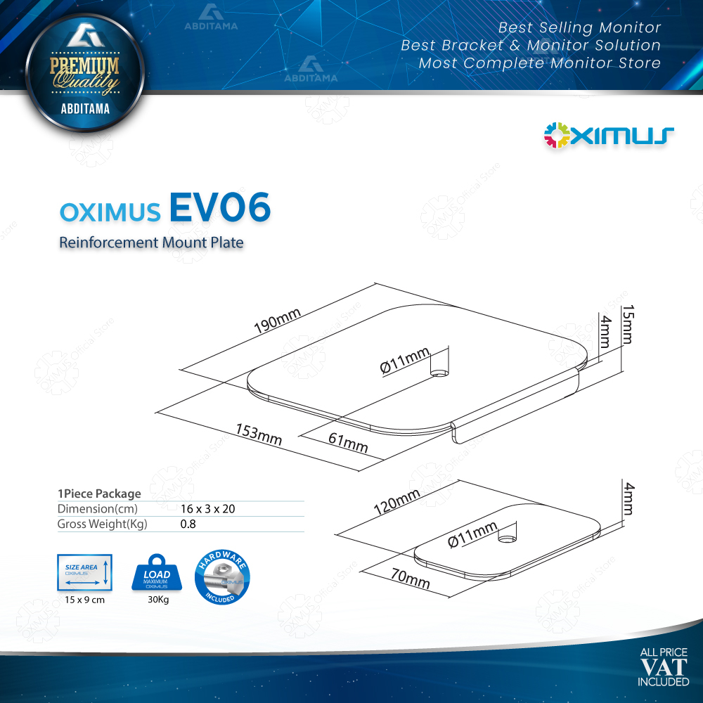 Kit Plate Plat Penguat Protektor Pengaman Meja Bracket OXIMUS EV06