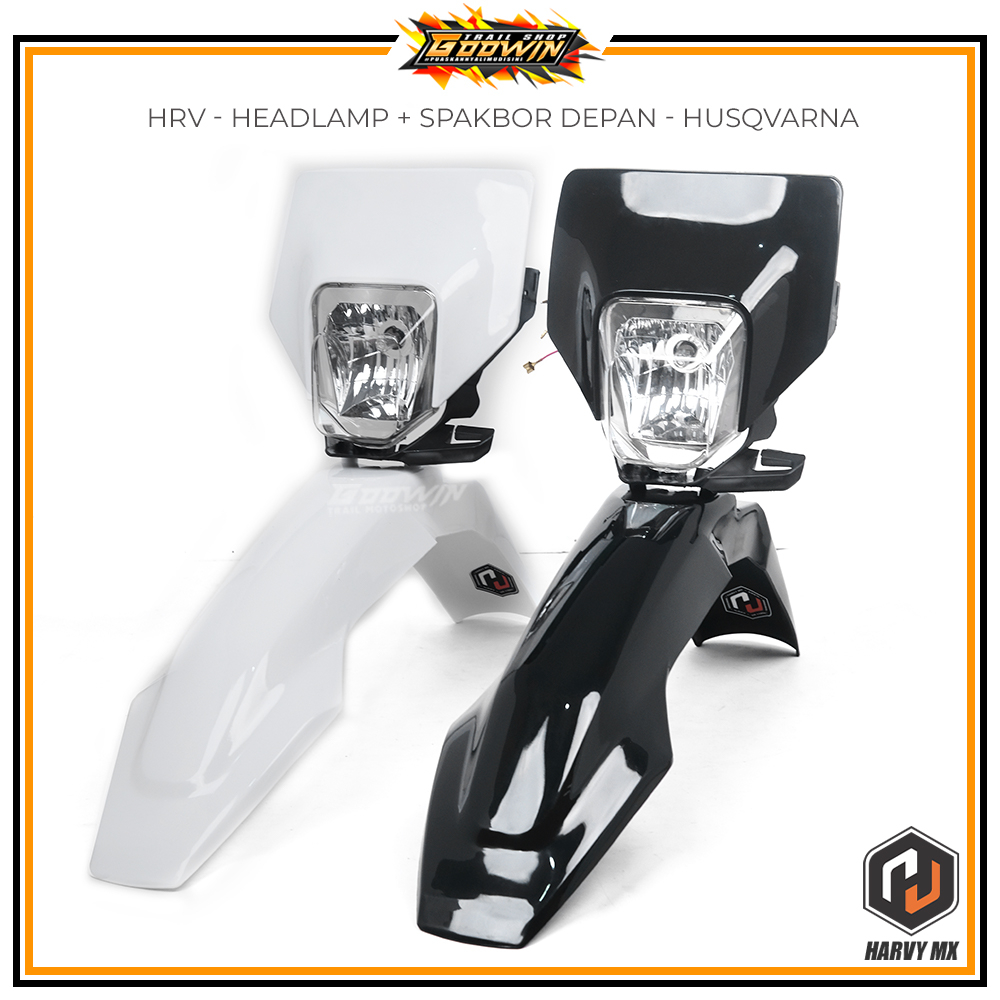 Spakbor Slebor Depan HUSQ Headlamp Batok Lampu Depan HUSQVARNA + Karet Pengunci Universal Trail HARVY MX