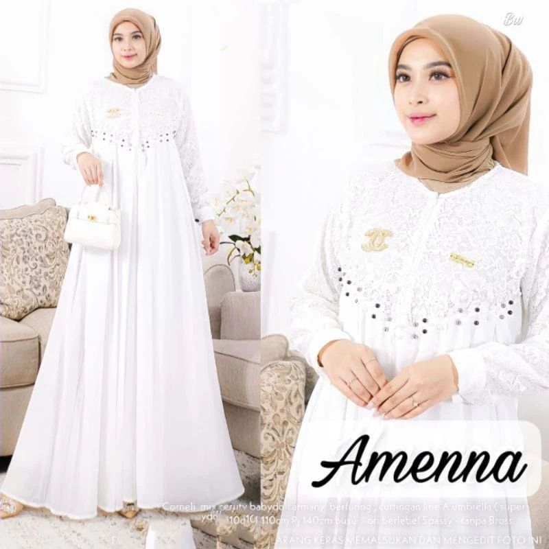 Baju Dress Wanita Terbagus 2023 Baju Brokat Jumbo Amenna Dress Pesta Matt Ceruty Mix Bordir Brokat Import Gamis Pesta Muslim Wanita Mewah Elegant Gamis Mix Brukat Terbaru Ceruty Babydoll gaun Pesta