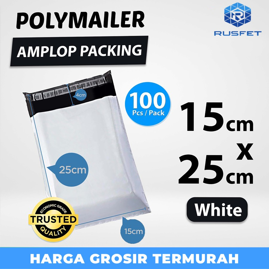 

Polymailer WHITE 15CM X 25CM PACK TERMURAH Amplop Plastik Ekonomis