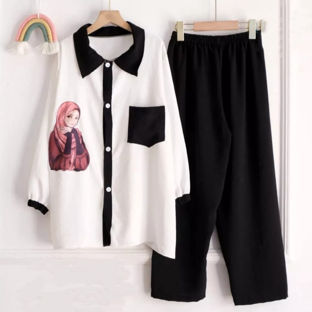 [COD] Shazfa.apparel - Pakaian Setelan Wanita Muslim Terkini Bahan Crinkle Setelan Viral