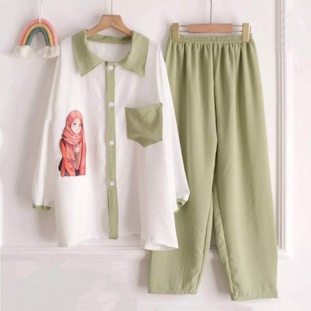 [COD] Shazfa.apparel - Pakaian Setelan Wanita Muslim Terkini Bahan Crinkle Setelan Viral