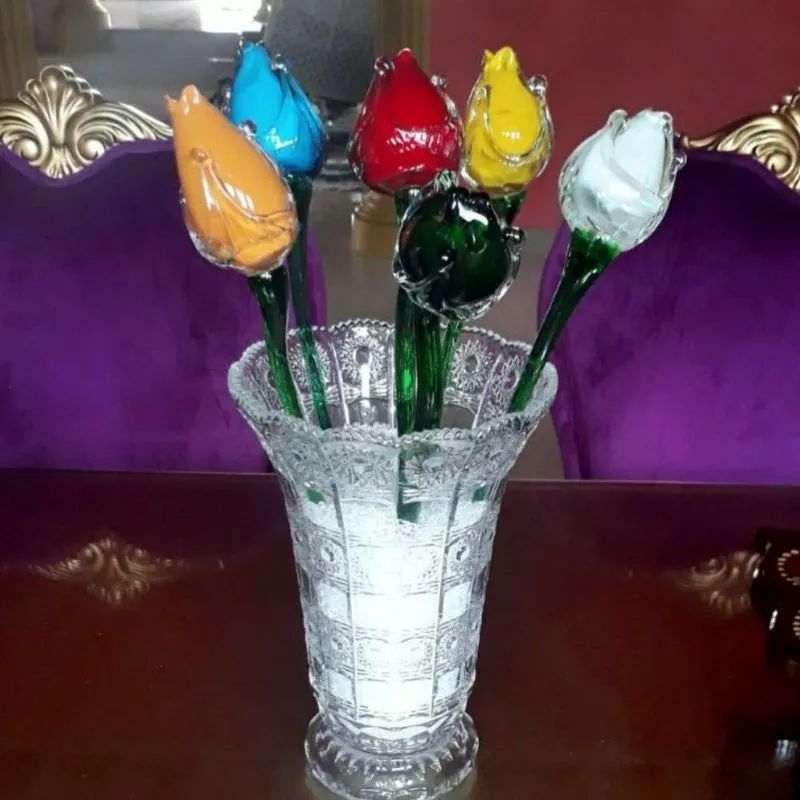 Bunga Krista Kaca Tulip / Bunga Tulip Kristal Mewah / Artificial Bunga Tulip Kristal