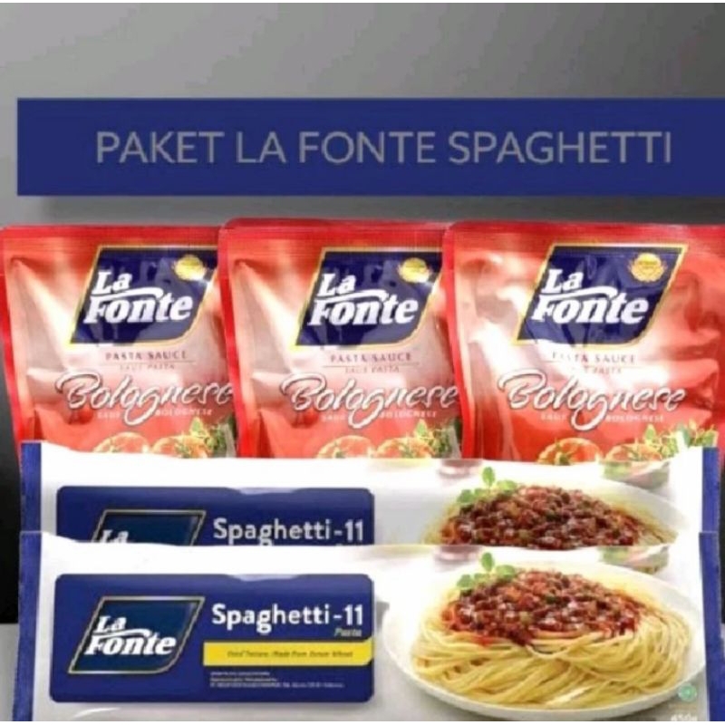 

La Fonte Spaghetti Plus Saus Bolognese 315gr ( Paket Lafonte Spaghetti )