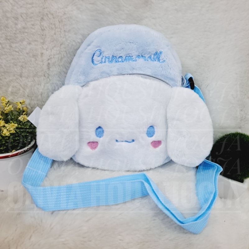 Tas Slempang Oval Cinnamoroll 2 Rest Tas Cinnamoroll Biru Putih Sling Bag Cinnamoroll Bulu
