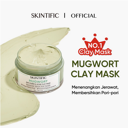 SKINTIFIC - Mugwort Mask Acne Clay Mask 55g Pore Clarifying Mud Mask Wash Off Pack Masker Wajah Facial Mask