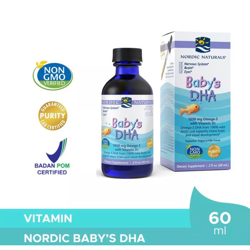 Nordic Baby DHA 60ml &amp; Children DHA 119ml/EPA/Suplemen Otak/Daya Tahan Tubuh/Bayi dan Anak