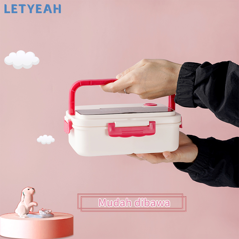 letyeah 1000ml Lunch box tempat bekal makan /kotak makan anti tumpah/Free sendok garpu