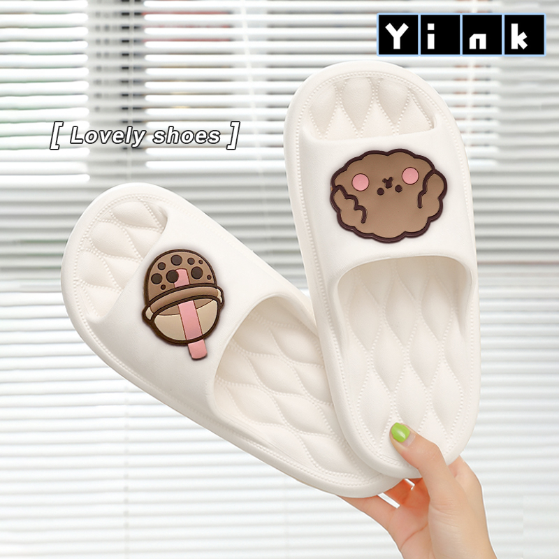 Yink Sandal Slop Wanita Kekinian Sendal Rumah Lucu Korea Sepat Terbaru 2025 Slip On Empuk Bersantai EVA Murah Karet Kamar Mandi